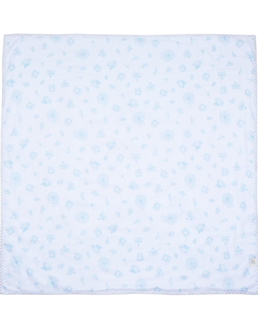 Carnival Blue Organic Cotton Dohar | 42 x 42 inches