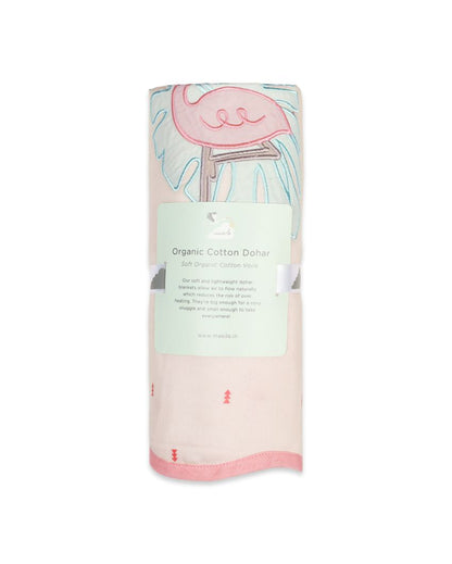 Hello Flamingo Organic Cotton Dohar | 42 x 42 inches