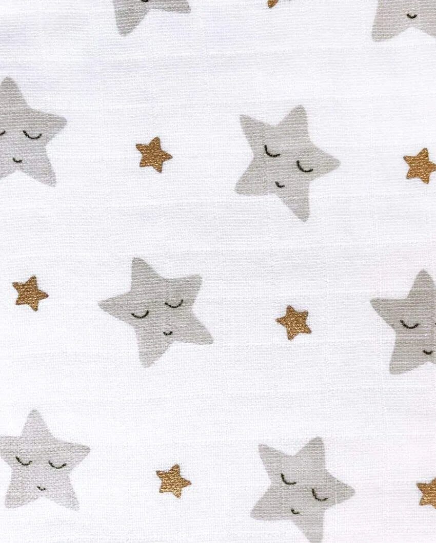 Sleepy Star Metallic Organic Muslin Swaddles | Set Of 3 | 42 x 42 inches