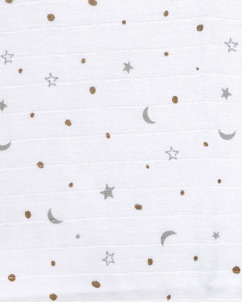 Sleepy Star Metallic Organic Muslin Swaddles | Set Of 3 | 42 x 42 inches