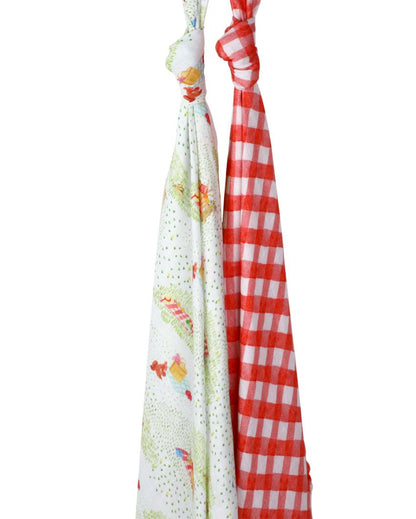 Gingham Checks Bamboo Muslin Swaddles | Set Of 2