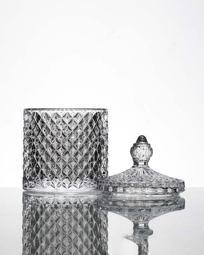 Elegant Clear Shade Diamond Cut Crystal Jar | 4 x 5 inches | 300ml