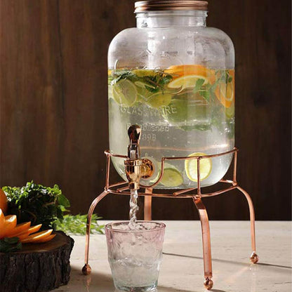 Elegant Design Clear Glass Beverage Dispenser with Stand | 7 x 11 inches