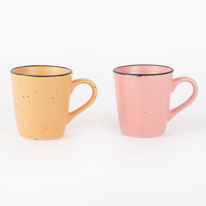 Ceramic Concept Mugs | Set of 2 | Multiple Colors Yellow & Pink