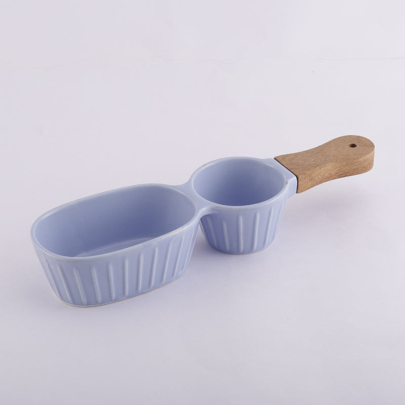 Blue Chip & Dip Ceramic Serving Platter | 11 x 3 x 2 inches - Dusaan
