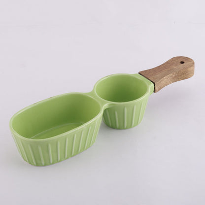Ceramic Chip & Dip Serving Bowl | Multiple Colors Green