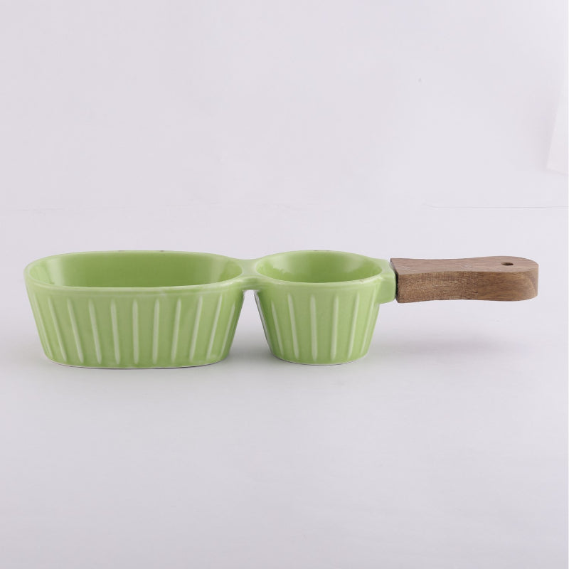 Ceramic Chip & Dip Serving Bowl | Multiple Colors Green