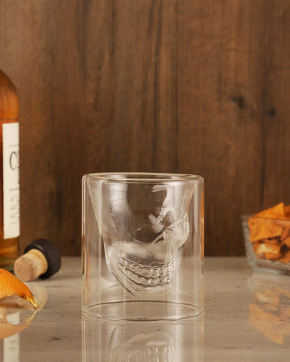 Unique Skull Design Double Wall Whiskey Glasses | Set of 2 | 3 x 5 inches