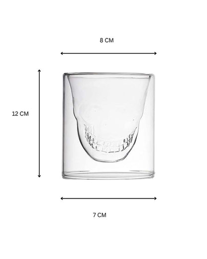 Unique Skull Design Double Wall Whiskey Glasses | Set of 2 | 3 x 5 inches