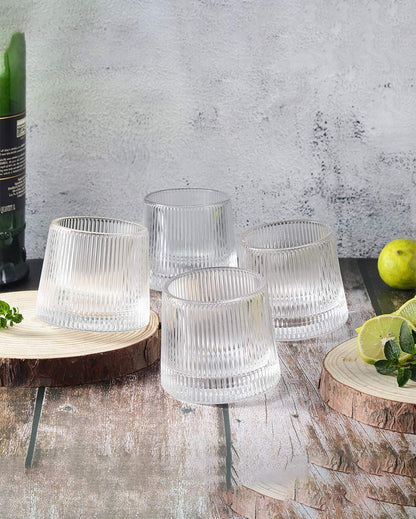 Beautiful Clear Shade Fluted Spinning Glasses | 3 x 3 inches | 150ml