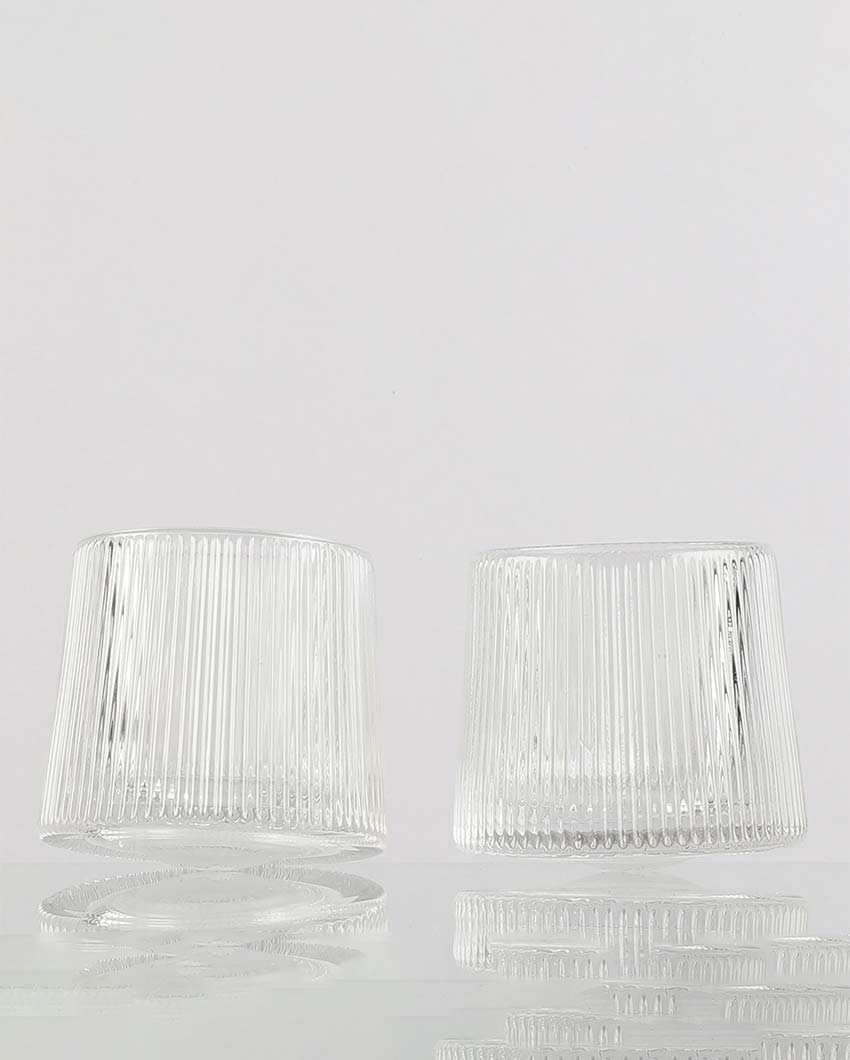 Beautiful Clear Shade Fluted Spinning Glasses | 3 x 3 inches | 150ml