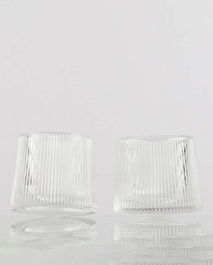 Beautiful Clear Shade Fluted Spinning Glasses | 3 x 3 inches | 150ml