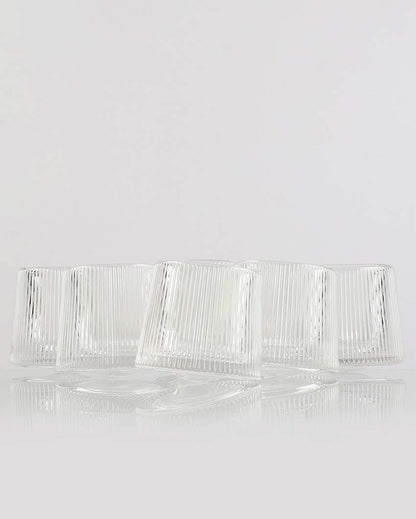 Beautiful Clear Shade Fluted Spinning Glasses | 3 x 3 inches | 150ml