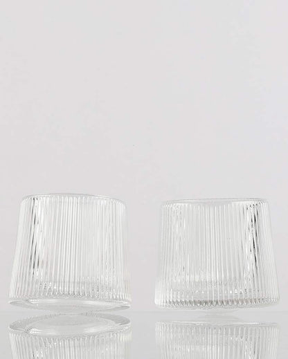 Beautiful Clear Shade Fluted Spinning Glasses | 3 x 3 inches | 150ml