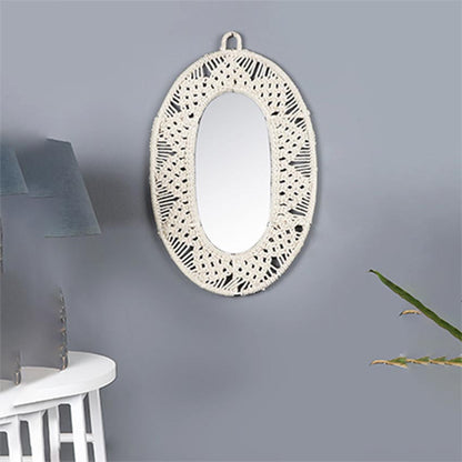 Beautiful Design White Shade Bohemian Mirror | 22 x 14 inches