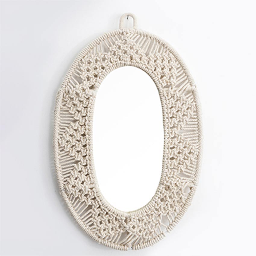 Beautiful Design White Shade Bohemian Mirror | 22 x 14 inches