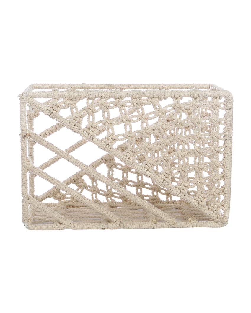 Handcrafted Macrame File Organizer with Metal Frame for Home & Office | 12 x 4 x 10 inches