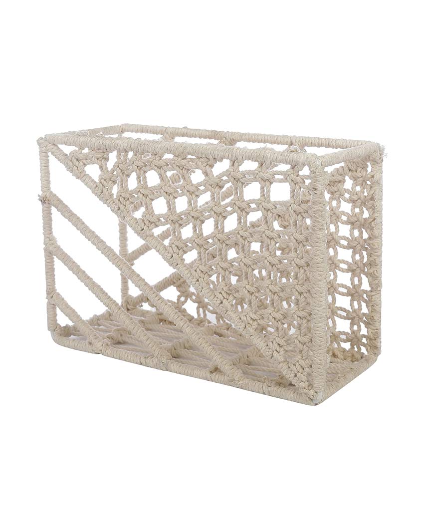 Handcrafted Macrame File Organizer with Metal Frame for Home & Office | 12 x 4 x 10 inches