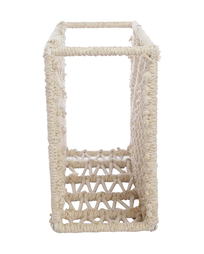 Handcrafted Macrame File Organizer with Metal Frame for Home & Office | 12 x 4 x 10 inches