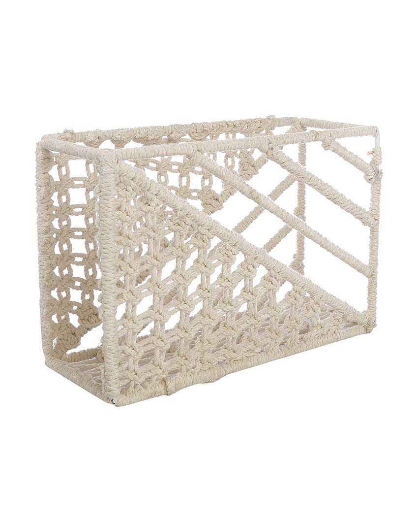 Handcrafted Macrame File Organizer with Metal Frame for Home & Office | 12 x 4 x 10 inches