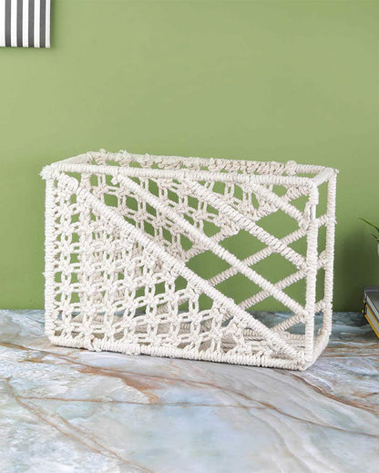 Handcrafted Macrame File Organizer with Metal Frame for Home & Office | 12 x 4 x 10 inches