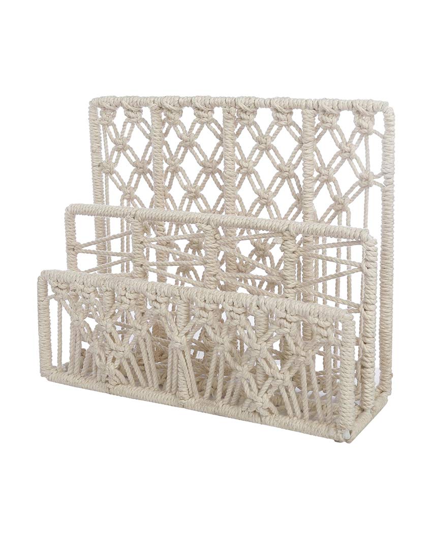 Durable Macrame Multi Organizer for Home & Office | 12 x 4 x 10 inches