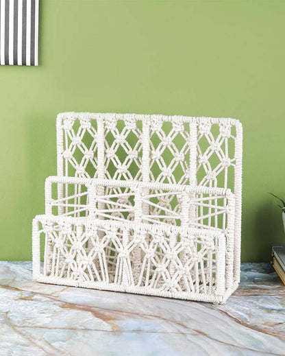 Durable Macrame Multi Organizer for Home & Office | 12 x 4 x 10 inches