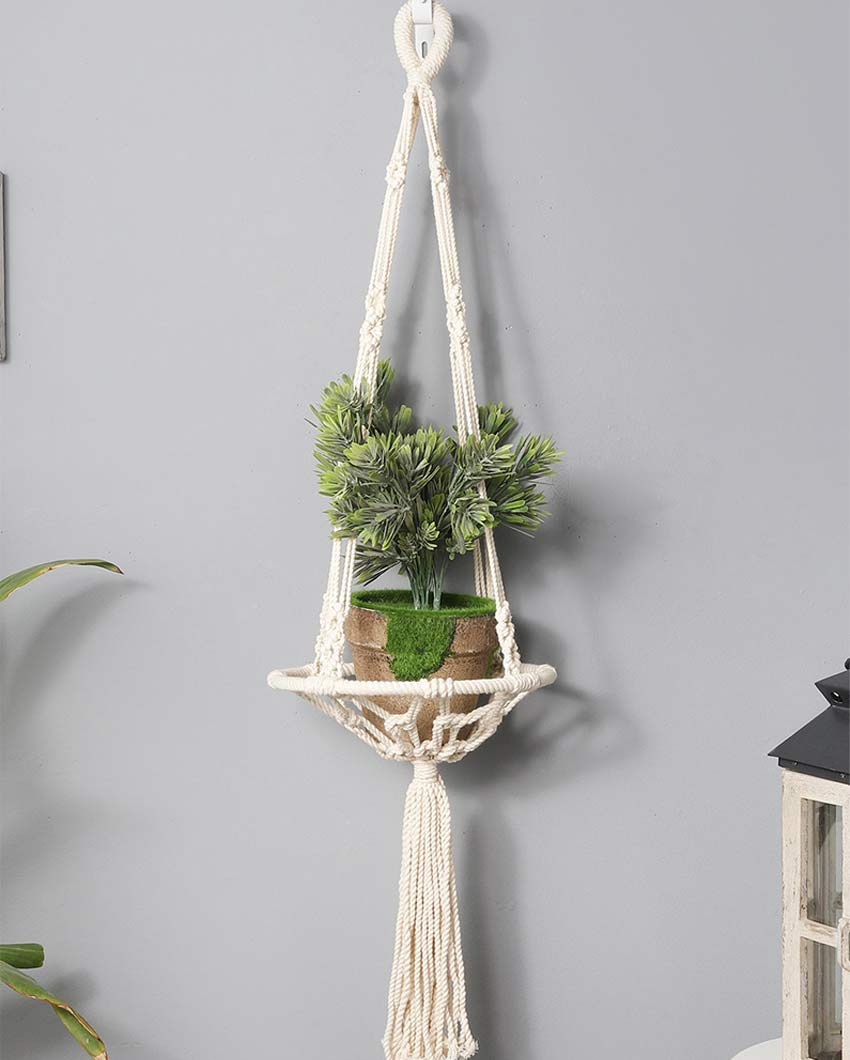 Beautiful White Shade Macrame Bohemian Wall Hanging | 43 inches