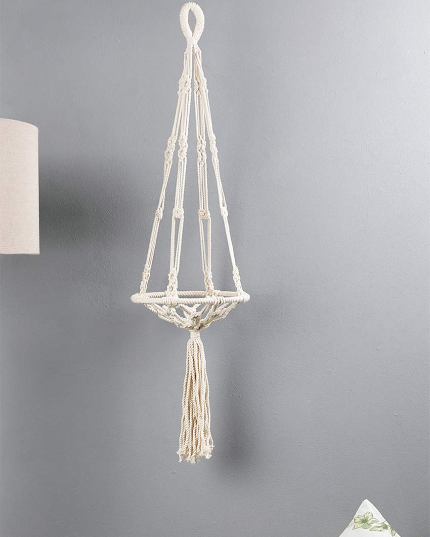 Beautiful White Shade Macrame Bohemian Wall Hanging | 43 inches