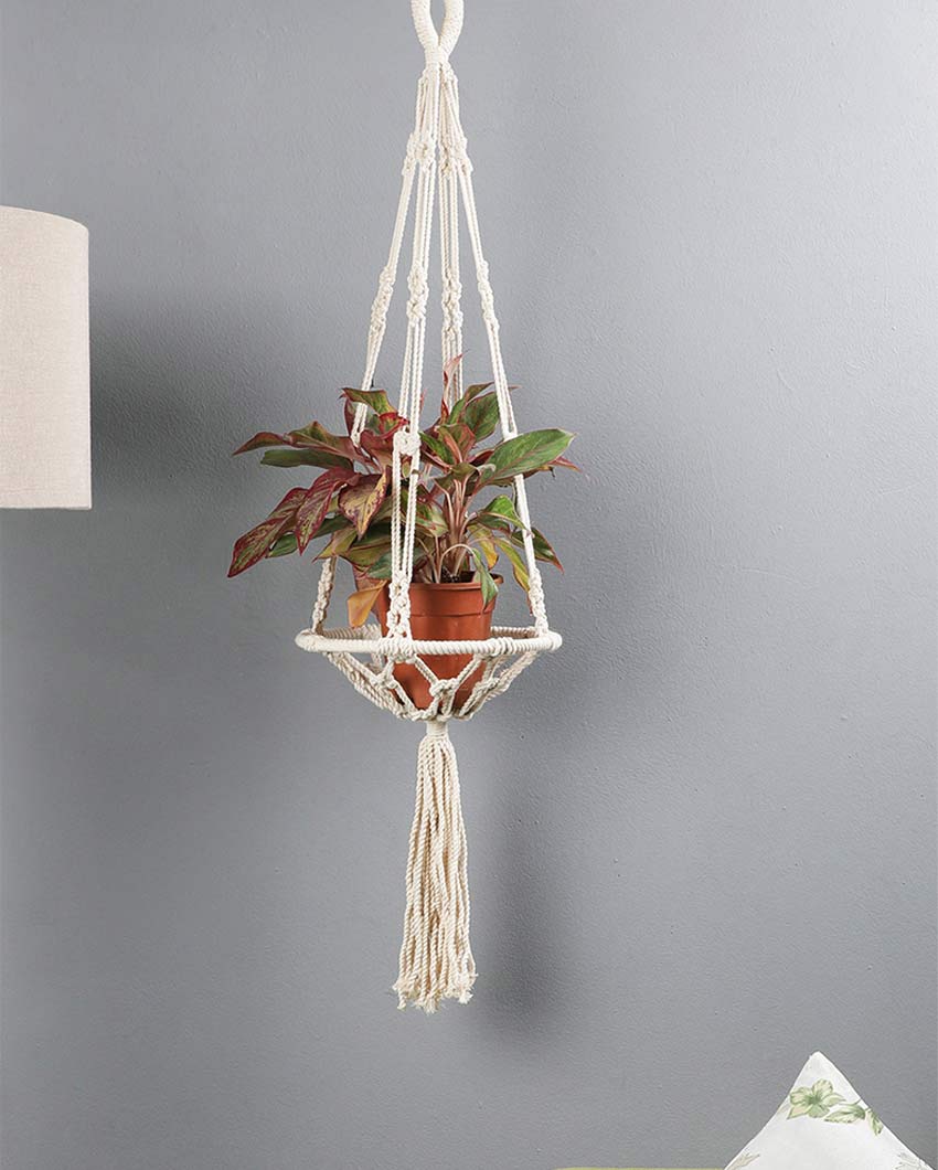 Beautiful White Shade Macrame Bohemian Wall Hanging | 43 inches