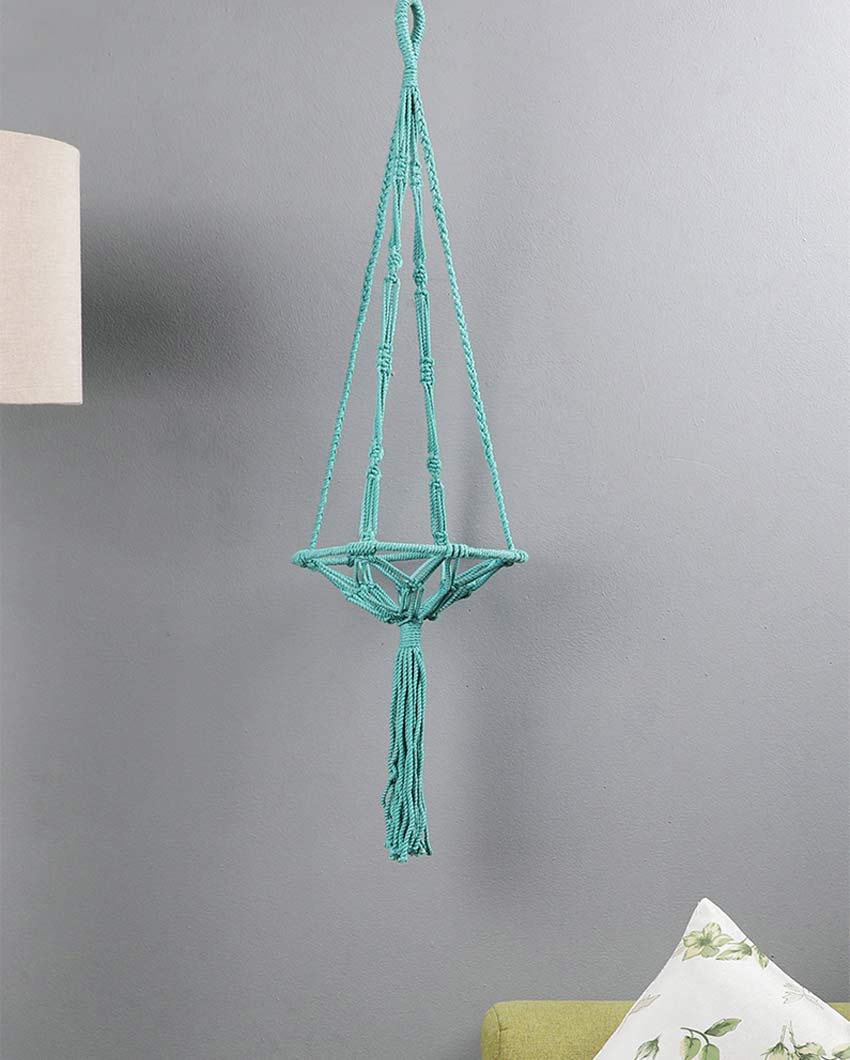 Elegant Blue Shade Macrame Bohemian Hanging Planter | 11 x 43 inches