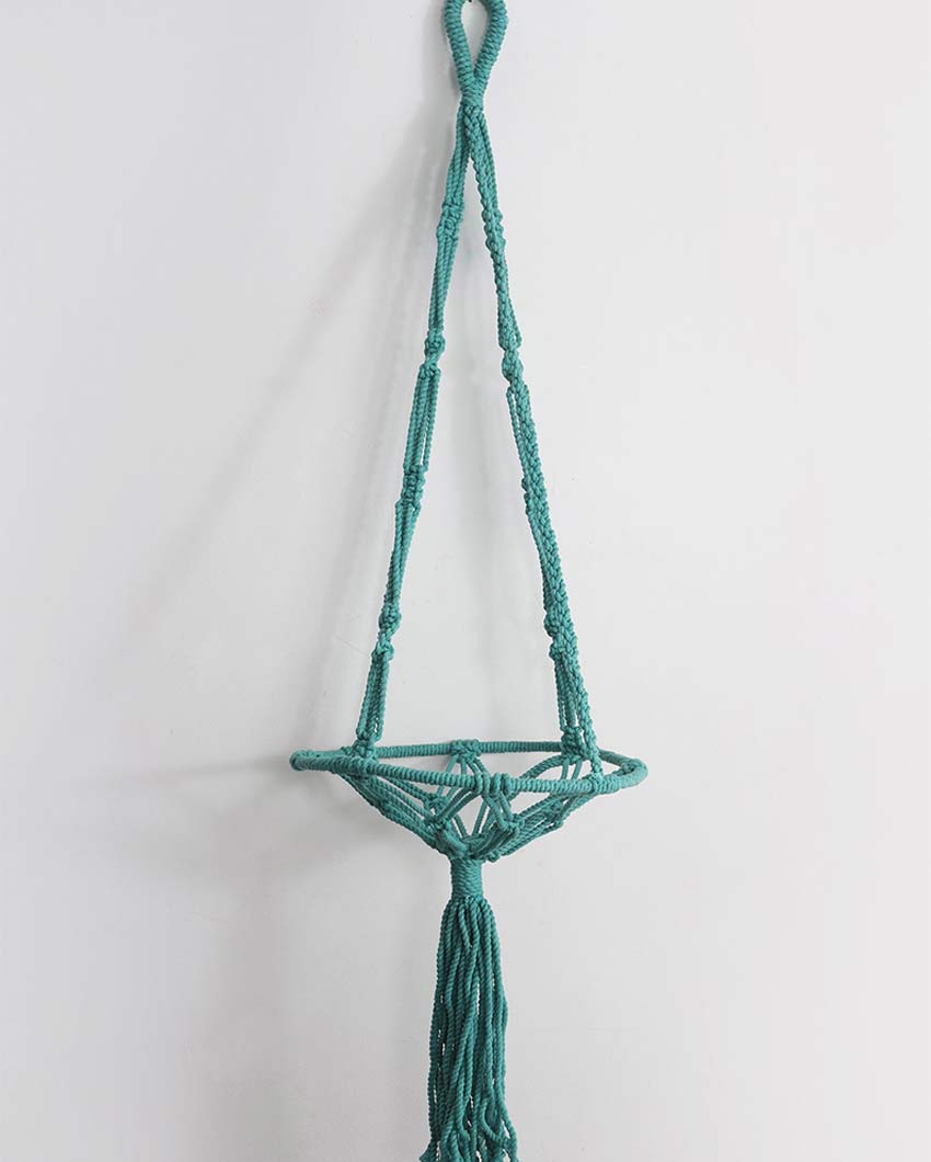 Elegant Blue Shade Macrame Bohemian Hanging Planter | 11 x 43 inches