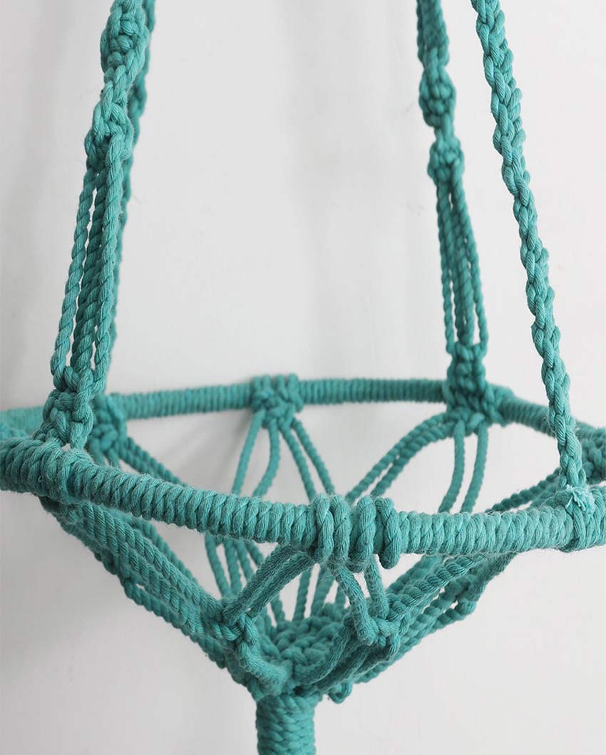 Elegant Blue Shade Macrame Bohemian Hanging Planter | 11 x 43 inches