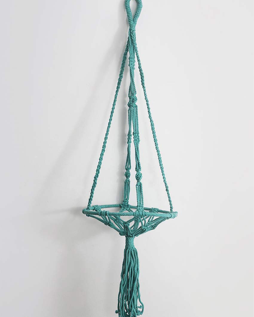 Elegant Blue Shade Macrame Bohemian Hanging Planter | 11 x 43 inches