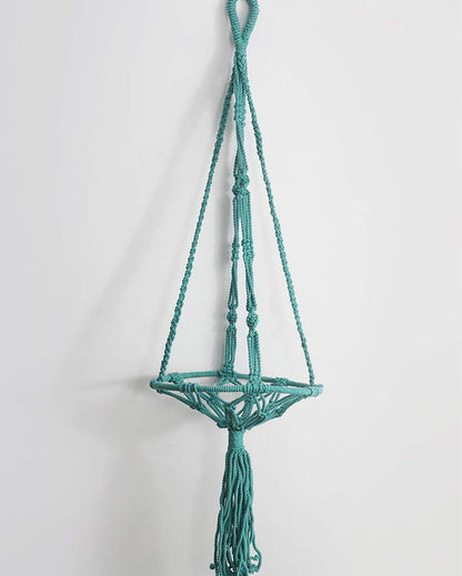 Elegant Blue Shade Macrame Bohemian Hanging Planter | 11 x 43 inches