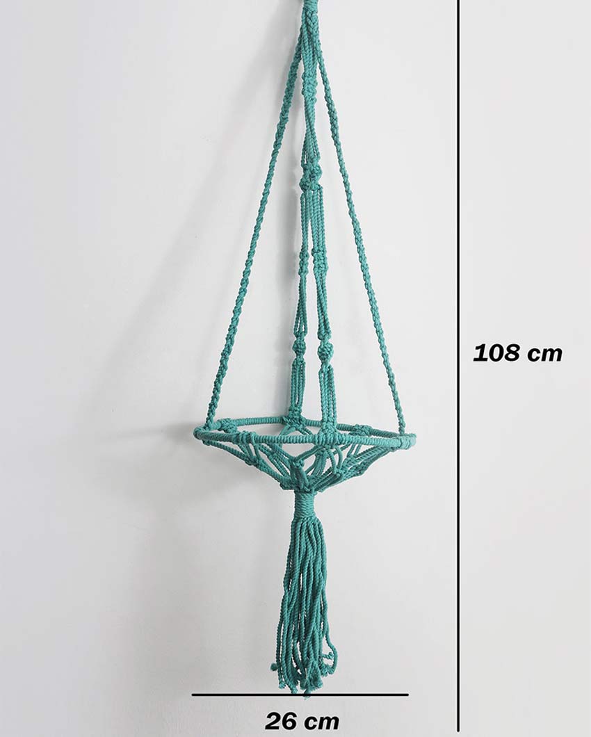 Elegant Blue Shade Macrame Bohemian Hanging Planter | 11 x 43 inches
