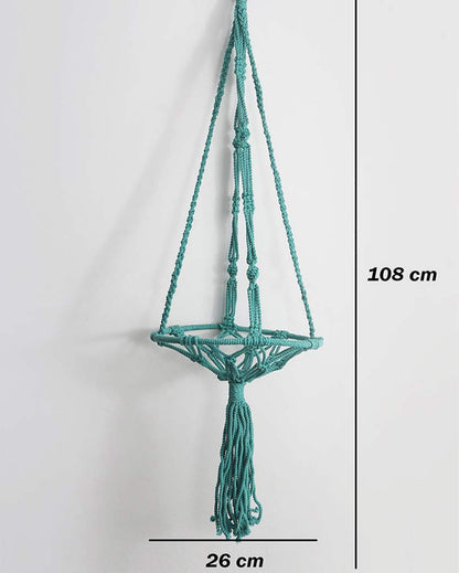 Elegant Blue Shade Macrame Bohemian Hanging Planter | 11 x 43 inches