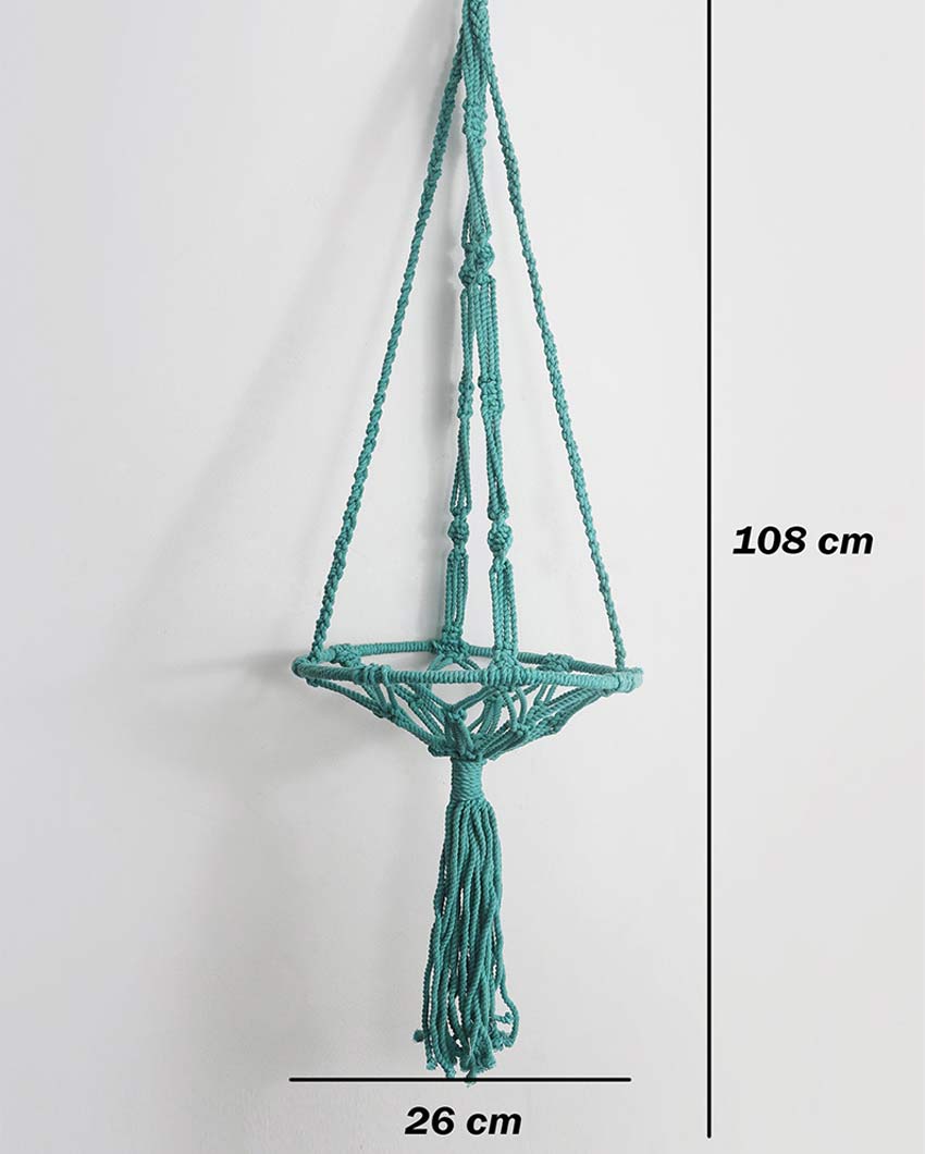 Elegant Blue Shade Macrame Bohemian Hanging Planter | 11 x 43 inches