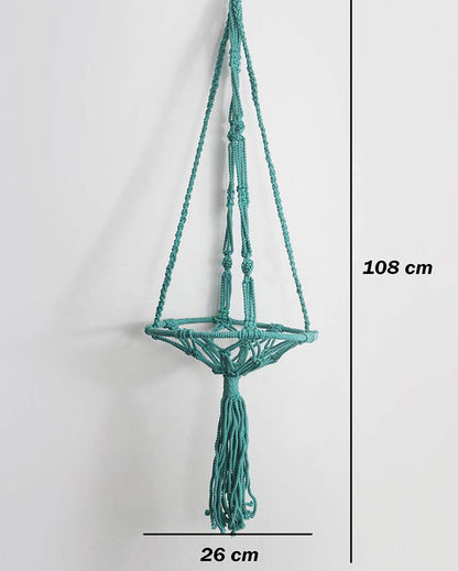 Elegant Blue Shade Macrame Bohemian Hanging Planter | 11 x 43 inches