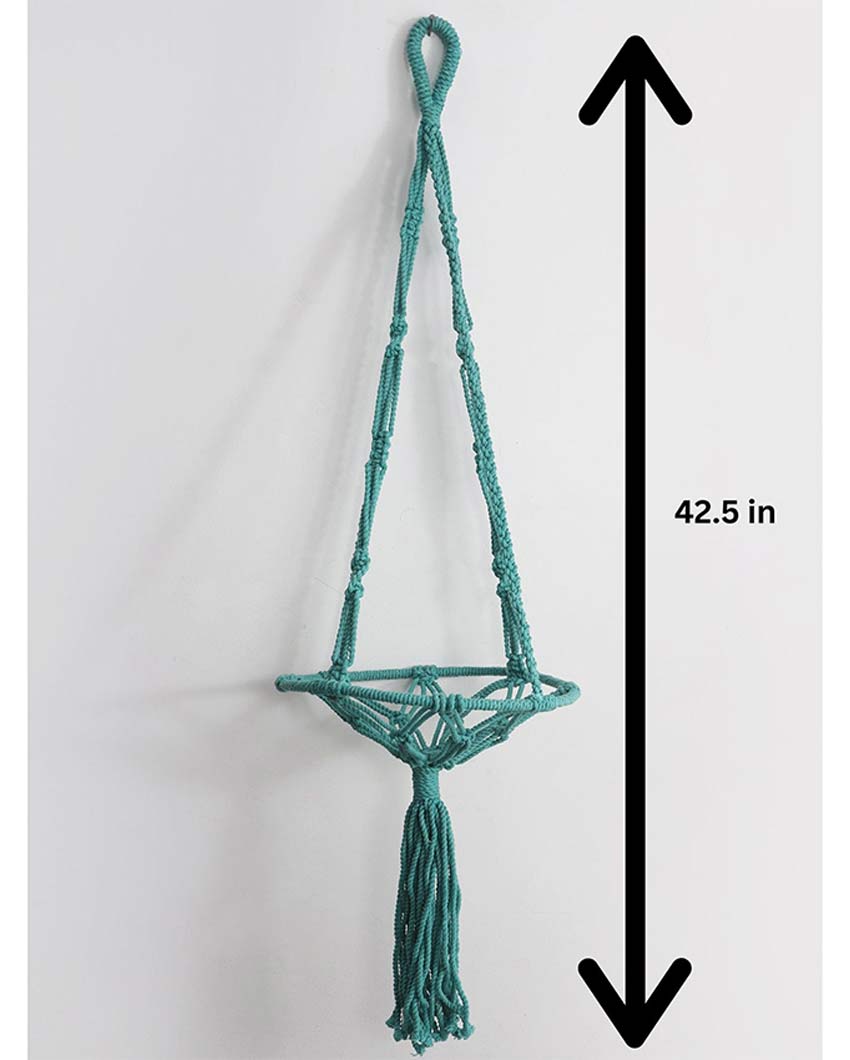 Elegant Blue Shade Macrame Bohemian Hanging Planter | 11 x 43 inches