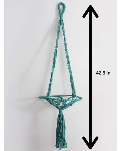 Elegant Blue Shade Macrame Bohemian Hanging Planter | 11 x 43 inches
