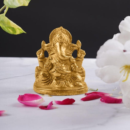 Golden Lord Ganesha Idol Murti Statue | 3x2 Inch Default Title