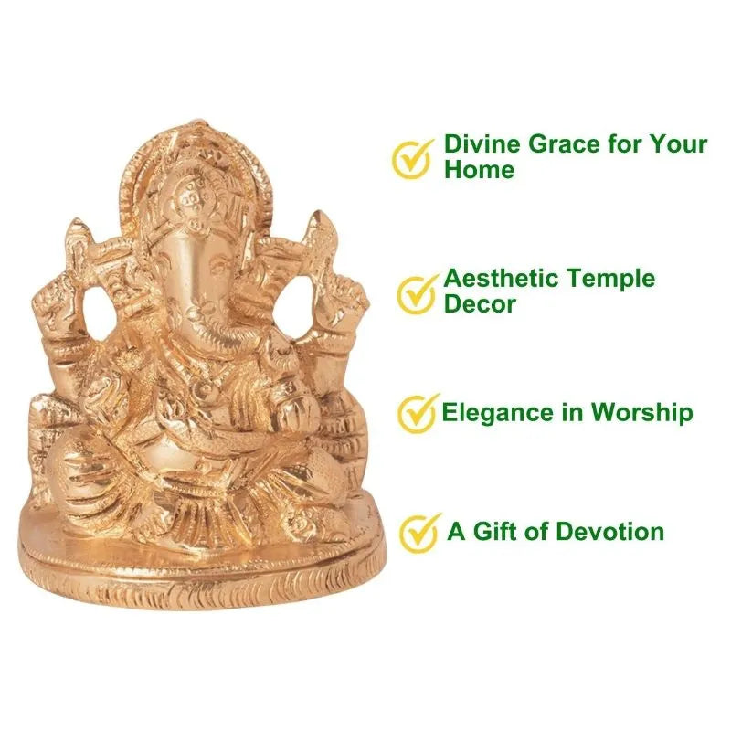 Golden Lord Ganesha Idol Murti Statue | 3x2 Inch Default Title