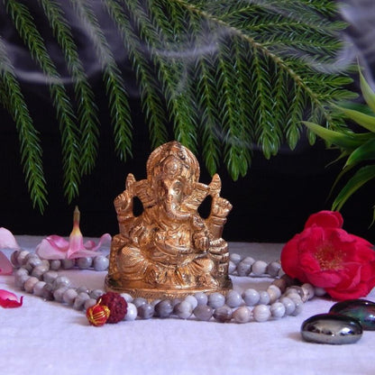 Golden Lord Ganesha Idol Murti Statue | 3x2 Inch Default Title