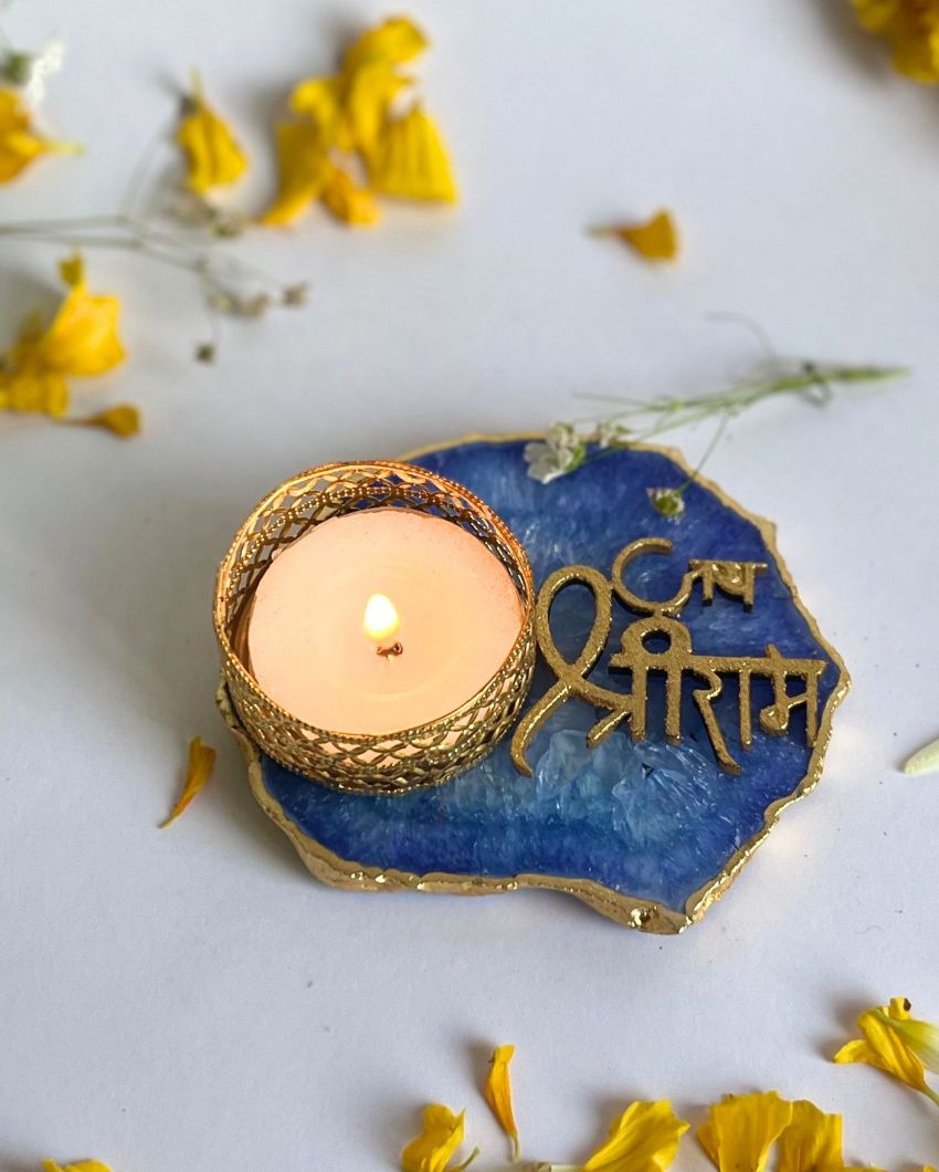 Jai Shree Ram Tea Light Candle Holder | Multiple Colors | Set of 2 | 3 x 3 inches