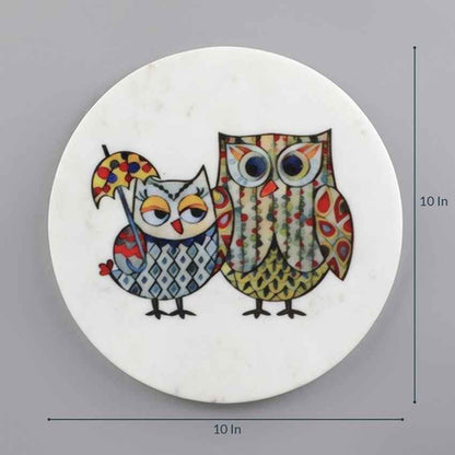 Elegant Owlsome Marble Wall Art | 10 x 10 inches