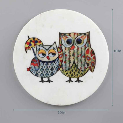 Elegant Owlsome Marble Wall Art | 10 x 10 inches