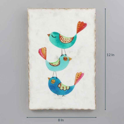 Smooth Tweeting Birds Marble Wall Art | 8 x 12 inches