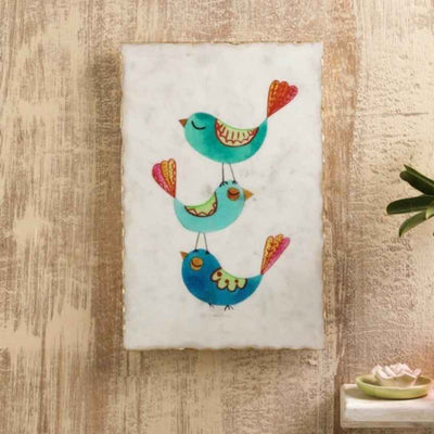 Smooth Tweeting Birds Marble Wall Art | 8 x 12 inches