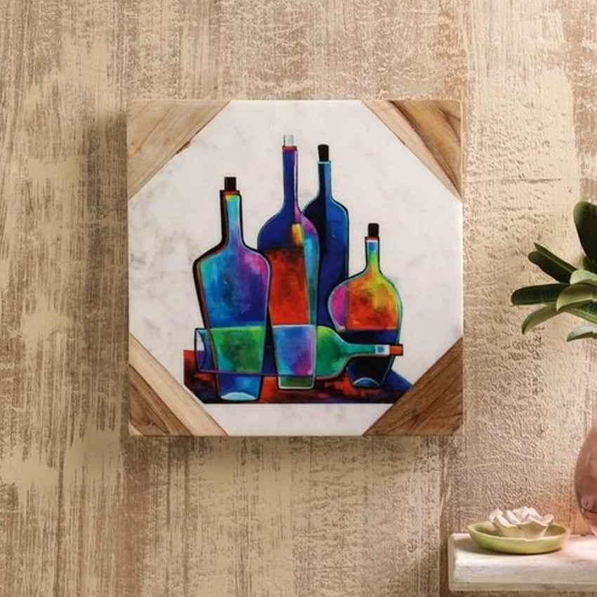 Quartz Wine & Dine Marble Wall Art | 10 x 10 inches